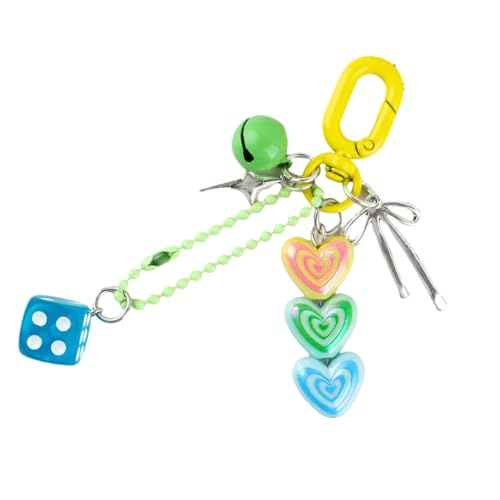 YiQinzcxg Schöne Herzschlüsselkettenbeutel Charme Dices Herzschlüsselkette Accessoires Für Geldbeutel Handtasche Auto Schlüsselbund Frauen Mädchen Autoschlüsselringe von YiQinzcxg