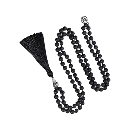YiQinzcxg Steinperlen Halskette Mit Quasten Stilvoller Nackenschmuck Für Enthusiasten Und Meditationspraktiker Geeignet von YiQinzcxg