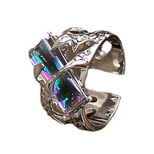 YiQinzcxg Stylische Offene Designringe Zeigen Edelsteine ​​und Moderne Laval Ästhetik Einzigartige Ringe Schmuck Für Trendige Anlässe von YiQinzcxg