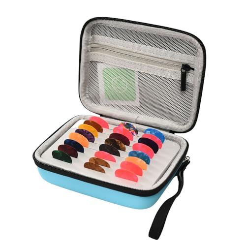 YiQinzcxg Tragetasche für Gitarrenplektren, spritzwassergeschützte Aufbewahrungsbox, kratzfeste Organizer-Tasche, Schutztasche, tragbarer Gitarrenplektrumhalter, blau von YiQinzcxg