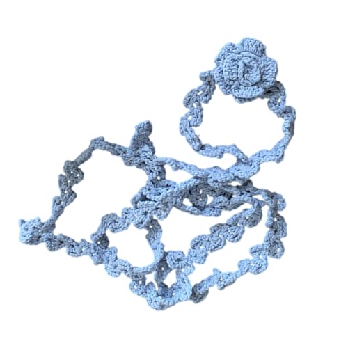 YiQinzcxg Trendy Häkeln Rose Halshalskette Stilvolle Handgefertigte Rosenblumen Halskette Für Den Alltag Und Formellen Verschleiß von YiQinzcxg