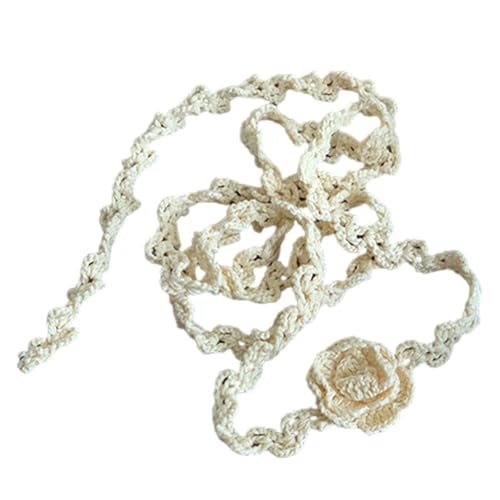 YiQinzcxg Trendy Häkeln Rose Halshalskette Stilvolle Handgefertigte Rosenblumen Halskette Für Den Alltag Und Formellen Verschleiß von YiQinzcxg