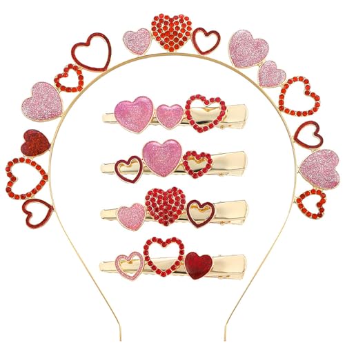 YiQinzcxg Valentinstag-Haarspangen in Herzform, Glitzerkopf, Bopper für Valentinstag, Rosenverkauf, auffällig, Stirnbänder, Valentinstag-Stirnband, Großpackung von YiQinzcxg