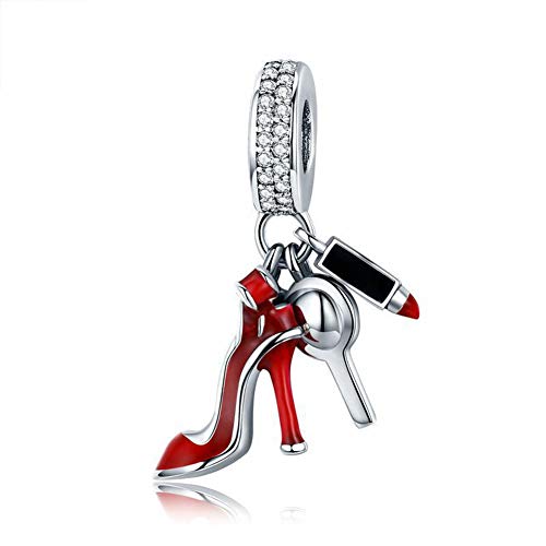 High-Heeled Shoes Charm 925 Sterling Silber Lippenstift Bead Love Anhänger für Pandora Charm Armband, Sterling-Silber Silber High-Heeled Shoes Charm 925 Sterling Silber Lippenstift Bead Love Anhänger für Pandora Charm Armband, Sterling-Silber Silber von YiRong Jewelry