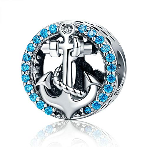 Anker Charm 925 Sterling Silber Segeln Charm Bootfahren Charm Jahrestag Charm für Pandora Charm Armband (E) von YiRong Jewelry