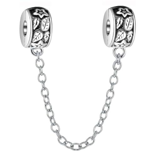 Blatt-Anhänger mit Sicherheitskette für Pandora-Bettelarmband, 925er-Sterlingsilber, zum Anklipsen (G) Blatt-Anhänger mit Sicherheitskette für Pandora-Bettelarmband, 925er-Sterlingsilber, zum Anklipsen (G) von YiRong Jewelry