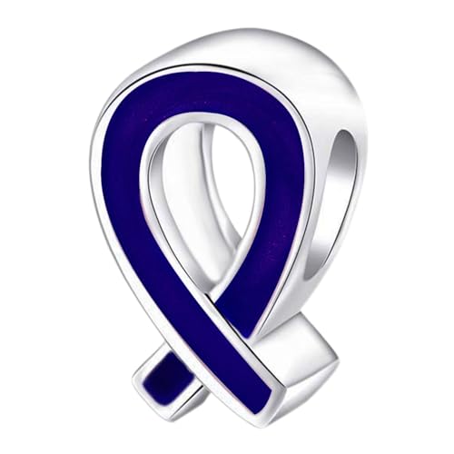 Charm-Anhänger mit violetter Emaille, 925er-Sterlingsilber, Brustkrebs-Bewusstseins-Charm, für Pandora-Charm-Armband (lila) von YiRong Jewelry