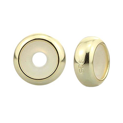 Clip Stopper Charms Sterling Silber Rondelle Abstandshalter Perle für Pandora Charm Armbänder (Gold) Clip Stopper Charms Sterling Silber Rondelle Abstandshalter Perle für Pandora Charm Armbänder (Gold) von YiRong Jewelry