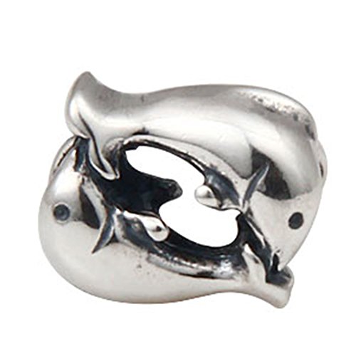 Delfin Charm mit Kristall Charm 925 Sterling Silber Ocean Charm Tier Charm Geburtstag Charm für Pandora Charms Armband (E) von YiRong Jewelry