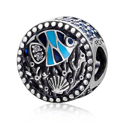 Fisch-Charm, 925er Sterlingsilber, Muschelanhänger, Koralle, Ozean, Charm für Pandora-Charm-Armbänder Fisch-Charm, 925er Sterlingsilber, Muschelanhänger, Koralle, Ozean, Charm für Pandora-Charm-Armbänder von YiRong Jewelry