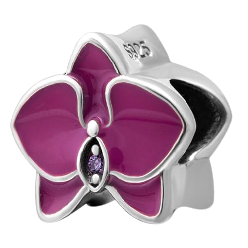 Orchideen-Charm, 925er-Sterlingsilber, Blumen-Charm, Jahrestags-Charm, Weihnachtsanhänger, Herz, Liebes-Charm, Familienanhänger für Pandora-Armband (Fuchsia) Orchideen-Charm, 925er-Sterlingsilber, Blumen-Charm, Jahrestags-Charm, Weihnachtsanhänger, Herz, Liebes-Charm, Familienanhänger für Pandora-Armband (Fuchsia) von YiRong Jewelry