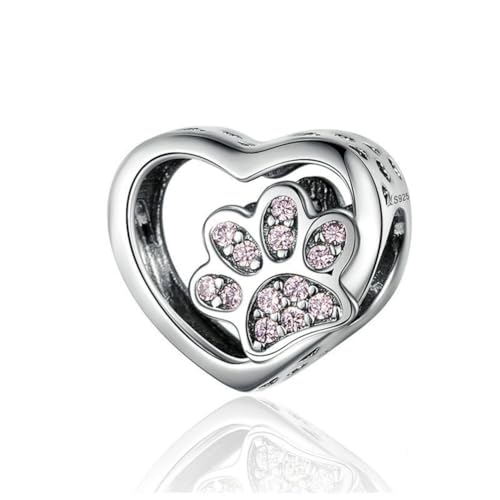 Pfoten-Charm aus 925er-Sterlingsilber für Pandora-Armband - Hunde- und Tier-Anhänger, Geburtstags-Geschenk (D) von YiRong Jewelry
