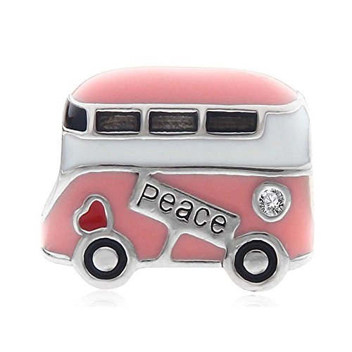 Charm-Anhänger für Pandora-Charm-Armband, 925er Sterlingsilber, Motiv: pinker Friedensbus, für Charm-Armbänder Charm-Anhänger für Pandora-Charm-Armband, 925er Sterlingsilber, Motiv: pinker Friedensbus, für Charm-Armbänder von YiRong Jewelry