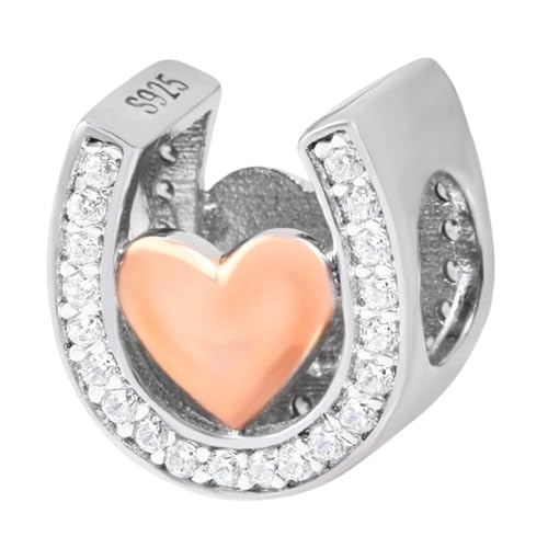 Hufeisen-Charm-Anhänger aus 925er Sterlingsilber, Liebesanhänger, klarer Stein, Stern, Charm-Anhänger für Pandora-Charm-Armband, Stein Roségold Sterling-Silber Silber Polyester Hufeisen-Charm-Anhänger aus 925er Sterlingsilber, Liebesanhänger, klarer Stein, Stern, Charm-Anhänger für Pandora-Charm-Armband, Stein Roségold Sterling-Silber Silber Polyester von YiRong Jewelry