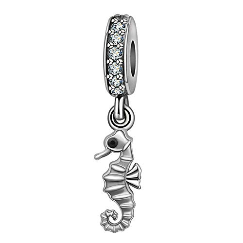 Seepferdchen Charm 92 Sterling Silber Glücksbringer Tier Charm Geburtstag Charm für Pandora Charm Armband (Seepferdchen) von YiRong Jewelry