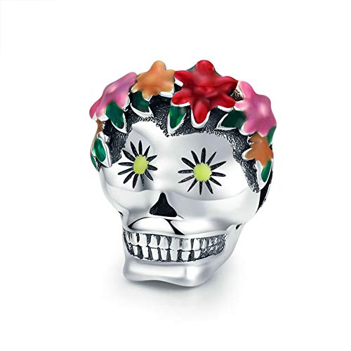 Totenkopf Charm 925 Sterling Silber Christlicher Charm Pirat Charm Halloween Charm für Pandora Armband (C) von YiRong Jewelry