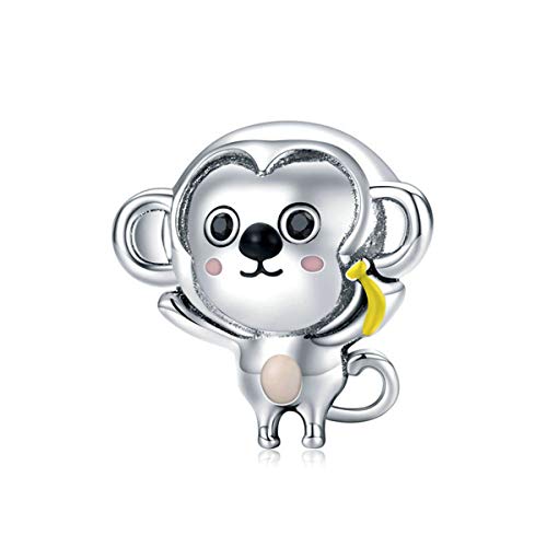 YiRong Jewelry Affen-Charm, 925er Sterlingsilber, Tier-Anhänger für Pandora-Charm-Armband, Sterling-Silber Silber YiRong Jewelry Affen-Charm, 925er Sterlingsilber, Tier-Anhänger für Pandora-Charm-Armband, Sterling-Silber Silber von YiRong Jewelry
