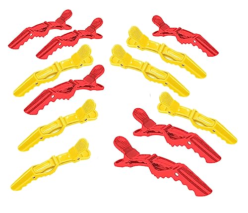 Haarklemmen Haarclips Friseur Clips Combi-Clip Friseur Abteilklammern krokodil aus Kunststoff,Professionelle Schwarz Styling Haarklammern für Damen, Haarspangen Friseur 12Pcs, Kunststoff Haarklammer von YiXuTag