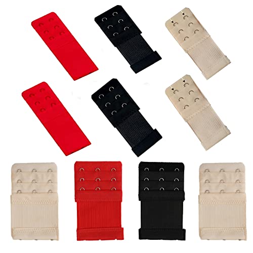 YiXuTag BH Verschluss Verlängerung BH-VerlängererI BH Erweiterung elastisch und weich I Bra Extension–2er/3er-Haken-Verlängerung- Beige-Schwarz-rot 10PCS BH Verlängerung Elastisch,BH Erweiterung Haken von YiXuTag