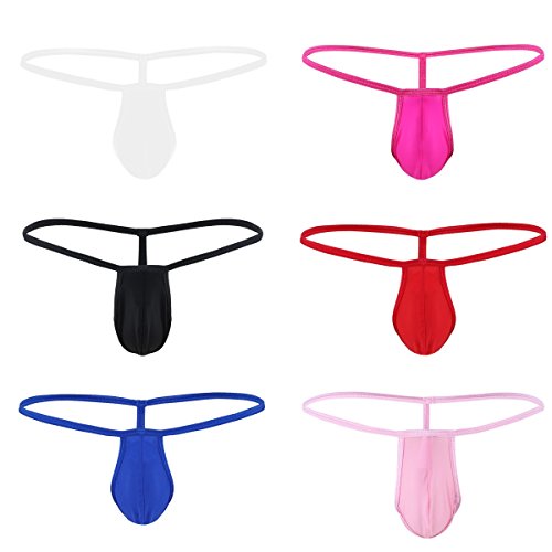 YiZYiF 6er Pack Mini Micro Strings Männer Tanga G String Stretch-Unterwäsche T-Back Bikini Slips Lingerie Hosen von YiZYiF