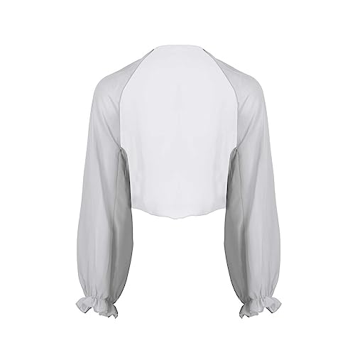YiZYiF Damen Chiffon Cardigan Festlich Bolero mit Glocken Ärmel Leichte Dünne Jacke als Bikini Cover Up, 9 Farben Hellgrau Einheitsgröße von YiZYiF