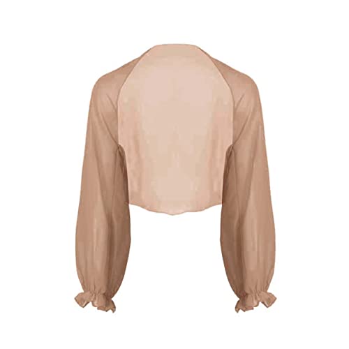 YiZYiF Damen Chiffon Cardigan Festlich Bolero mit Glocken Ärmel Leichte Dünne Jacke als Bikini Cover Up, 9 Farben Kamel Einheitsgröße von YiZYiF