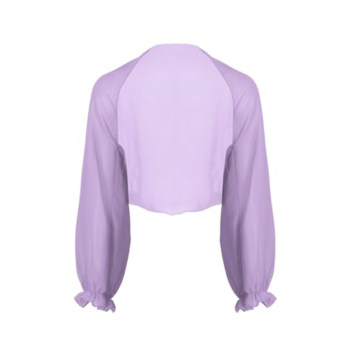 YiZYiF Damen Chiffon Cardigan Festlich Bolero mit Glocken Ärmel Leichte Dünne Jacke als Bikini Cover Up, 9 Farben Lila Einheitsgröße von YiZYiF