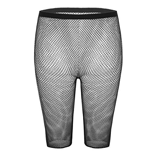 YiZYiF Damen Fischernetz Leggings Knielang Pantyhose Transparent Strumpfhosen Frauen sexy Netzstrumpfhose Hotpants Kurz Hose Shorts Unterwäsche Schwarz B Einheitsgröße von YiZYiF