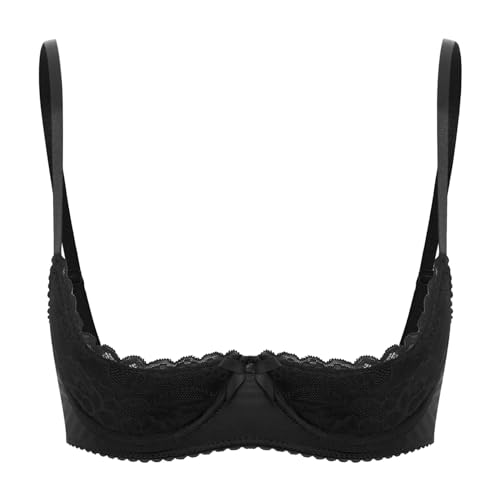 YiZYiF Damen Hebe BH Offene Brust Mit Bügel Spitze Offene Brust BH Bra Push Up Ouvert Erotische Dessous Top Schwarz XXL von YiZYiF