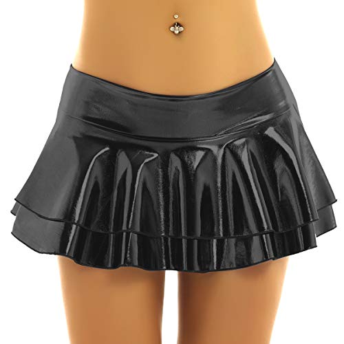 YiZYiF Damen Kurzer Lederrock Sexy A-Linie Wetlook Metallic Mini Rock Leder-Optik Faltenrock Party Gogo Clubwear S-4XL Schwarz L YiZYiF Damen Kurzer Lederrock Sexy A-Linie Wetlook Metallic Mini Rock Leder-Optik Faltenrock Party Gogo Clubwear S-4XL Schwarz L von YiZYiF