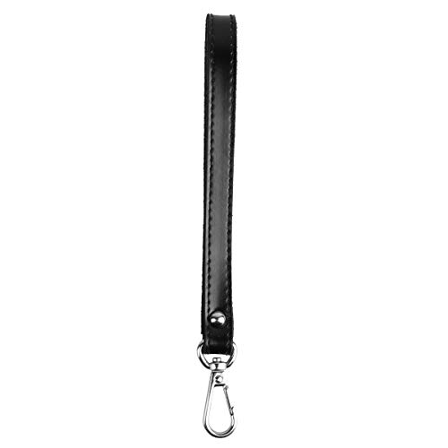 YiZYiF Handschlaufe Leder Handgelenkschlaufe Strap Armbänder Portmonee Ersatz Schlaufen Tragegurt für Handtasche Gebörse Geldbeutel Schwarz&Silber One Size von YiZYiF