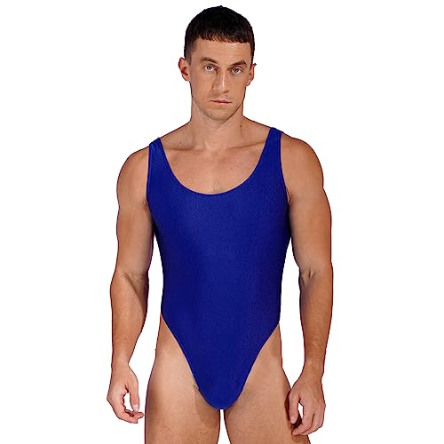 YiZYiF Herren Bodysuit Unterwäsche Einteiler Männer Overall Unterhemd Sport Fitness Bodybuilding Tank Top Blau I L von YiZYiF