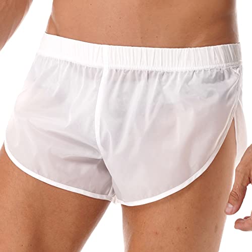 YiZYiF Herren Boxershorts Transparent Effekt Lange Bein Boxer Shorts Unterhose Männer Trunks Unterwäsche M-4XL Weiß D 3XL von YiZYiF