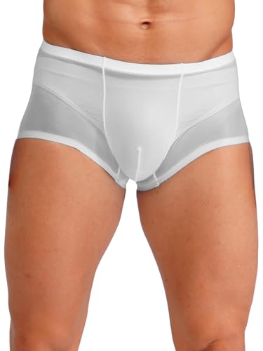 YiZYiF Herren Durchsichtige Boxershorts Mesh Unterwäsche Unterhose Boxer Briefs Niedrige Taille Atmungsaktive Weiß M von YiZYiF