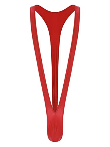 YiZYiF Herren Mankini Sexy Ouvert Nylon String Body V-Form Micro Slip Thong High Cut Erotische Unterwäsche Reizwäsche Rot M von YiZYiF