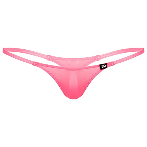 YiZYiF Herren Mini Micro Slip G String Rio Tanga Push Up Sexy Unterwäsche Männer Transparent Panties Bikini Slip Low Rise Rosa M von YiZYiF