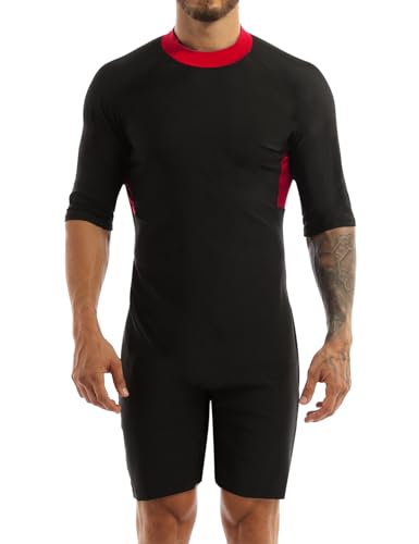 YiZYiF Herren Neoprenanzug Shorty Ganzkörper Badeanzug Rash Guard Surfen Wassersport Badebekleidung Schutzkleidung Rot L von YiZYiF