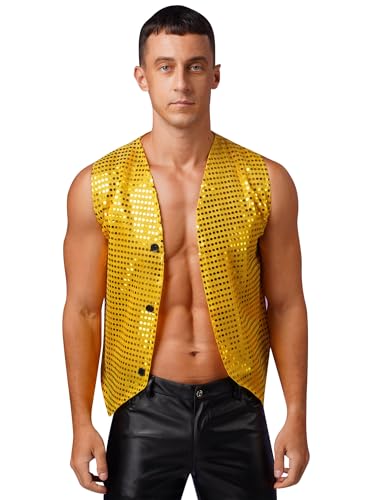YiZYiF Herren Pailetten Weste Ärmellos Glitzer Disco Karneval Kostüm Jacke Top Glitzernde Silvester Party Festival Outfit Gilet Gold&Gelb M YiZYiF Herren Pailetten Weste Ärmellos Glitzer Disco Karneval Kostüm Jacke Top Glitzernde Silvester Party Festival Outfit Gilet Gold&Gelb M von YiZYiF