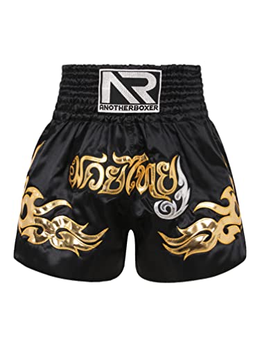 YiZYiF Herren Retro Shorts für Kickboxen Muay Thai K1 oder Jede Art von Kontaktsportarten Schwarz 3XL von YiZYiF