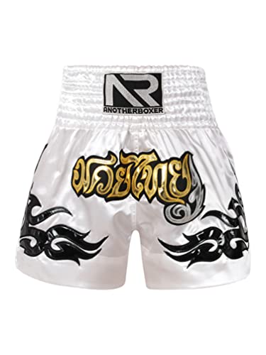 YiZYiF Herren Retro Shorts für Kickboxen Muay Thai K1 oder Jede Art von Kontaktsportarten Weiß 3XL von YiZYiF