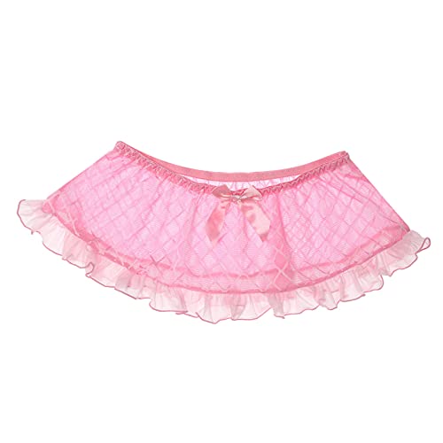 YiZYiF Herren Sissy Minirock Kurz Tutu Rock Rüschen Unterrock Männer Reizwäsche Satin&Tüll Röckchen Dessous Crossdressing Kostüm Rosa_B One Size von YiZYiF