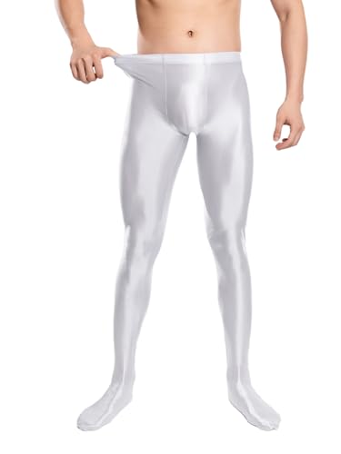 YiZYiF Herren Strumpfhose Öl Glänzend Nylon Leggings Blickdicht Shiny Pantyhose Glatte Männer Lange Unterhose Mit Bulge Pouch Weiß XL YiZYiF Herren Strumpfhose Öl Glänzend Nylon Leggings Blickdicht Shiny Pantyhose Glatte Männer Lange Unterhose Mit Bulge Pouch Weiß XL von YiZYiF