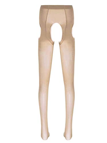 YiZYiF Herren Strumpfhose-Ouvert Transparent Leggings Panties mit Mesh Pantyhose offenem Schritt Stretch Lang Unterhose Erotik Unterwäsche Nude B Einheitsgröße von YiZYiF