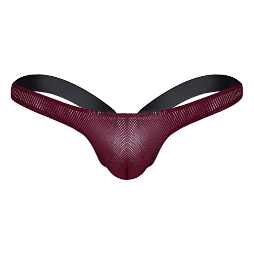 YiZYiF Herren Tangas Slips Männer Strings Mini Unterhose Durchsichtig Briefs Unterwäsche Mini Strings Briefs Tanga Reizwäsche M-XXL Weinrot M von YiZYiF