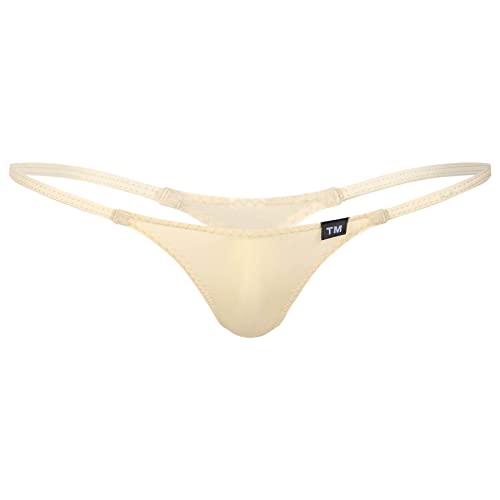 YiZYiF Herren Transparent G-String Tanga Unterwäsche Männer Micro Mini Strings Panties Bikini Slip Dessous Low Rise Nude_C L von YiZYiF