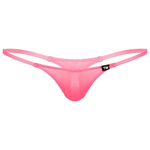 YiZYiF Herren Transparent G-String Tanga Unterwäsche Männer Micro Mini Strings Panties Bikini Slip Dessous Low Rise Rosa_C XL von YiZYiF