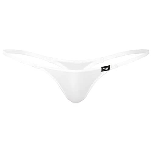 YiZYiF Herren Transparent G-String Tanga Unterwäsche Männer Micro Mini Strings Panties Bikini Slip Dessous Low Rise Weiß_C XL von YiZYiF