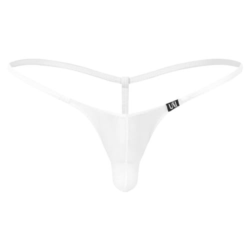 YiZYiF Herren Transparent G-String Tanga Unterwäsche Männer Micro Mini Strings Panties Bikini Slip Dessous Low Rise Weiß_D M von YiZYiF