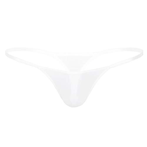 YiZYiF Herren Transparent G-String Tanga Unterwäsche Männer Micro Mini Strings Panties Bikini Slip Dessous Low Rise Weiß L von YiZYiF