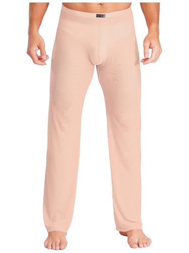 YiZYiF Herren Transparente Hose Slim Fit Lang Netzhosen Pants Fishnet Unterwäsche Schlafanzughosen Dessous Nachtwäsche Nackt M von YiZYiF